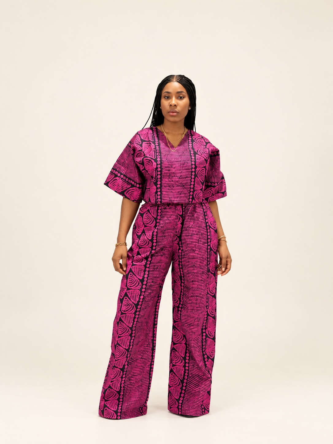 Relaxed two-piece — Magenta ankara